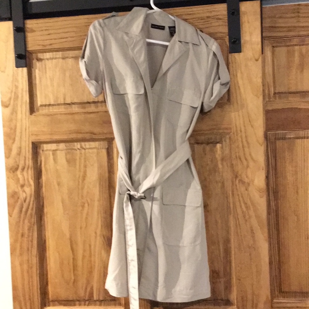 Tan zip up utility dress with belt size small